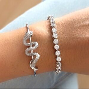 Snake Bangle Silver Bracelet Luxury Bracelet Jewelry Platinum Plated